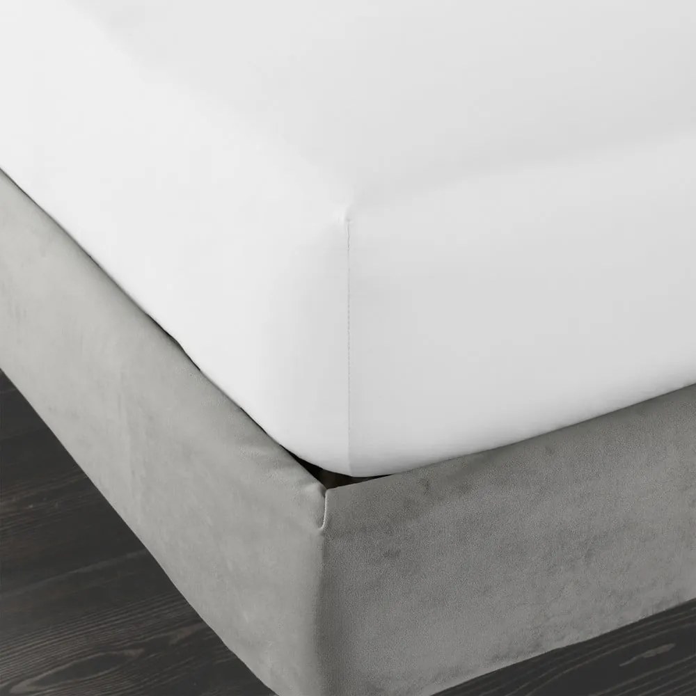 Biela napínacia plachta z bavlneného saténu 185x200 cm Cotton Sateen – Bianca