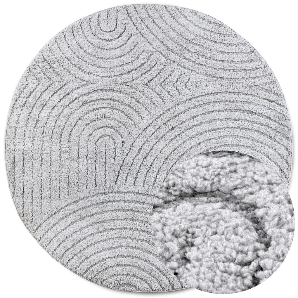 Kusový koberec New York 106205 Light Grey kruh, 160x160 (priemer) kruh, šedá, obývacia izba, ELLE Decoration