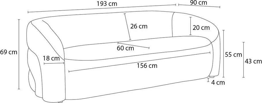 Pohovka z textílie buklé v horčicovej farbe 193 cm Elina – Bobochic Paris