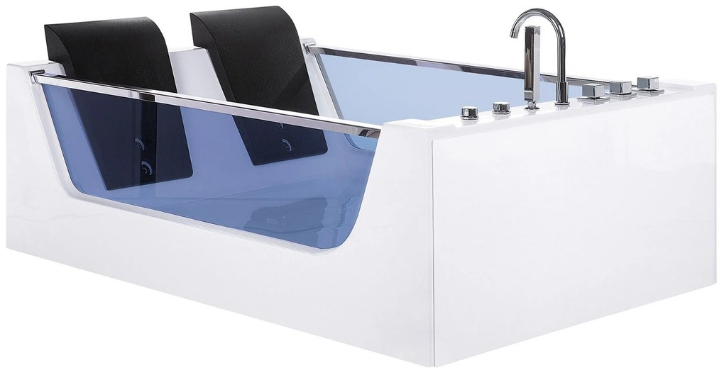 Vírivá vaňa s LED osvetlením 180 x 120 cm biela CURACAO Beliani