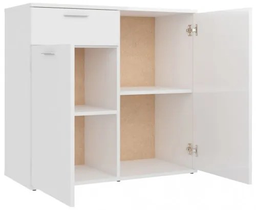 vidaXL Komoda lesklá biela 80x36x75 cm drevotrieska-