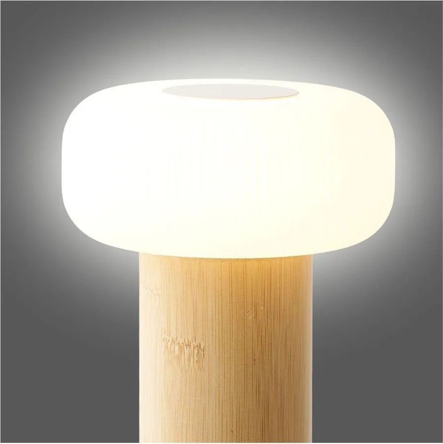 Biela/v prírodnej farbe bambusová stolová lampa s plastovým tienidlom (výška 18 cm) Stafford – House Nordic