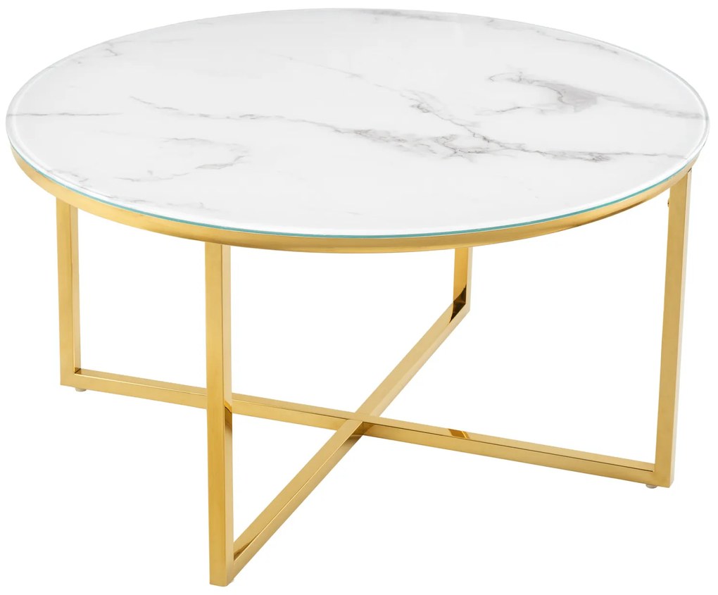 Konferenčný stolík Elegance 80cm biely mramorový vzhľad