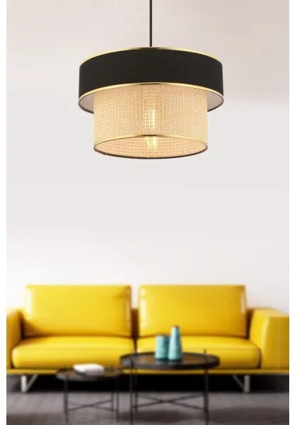 Závesný luster na lanku ERO 1xE27/60W/230V čierna/béžová