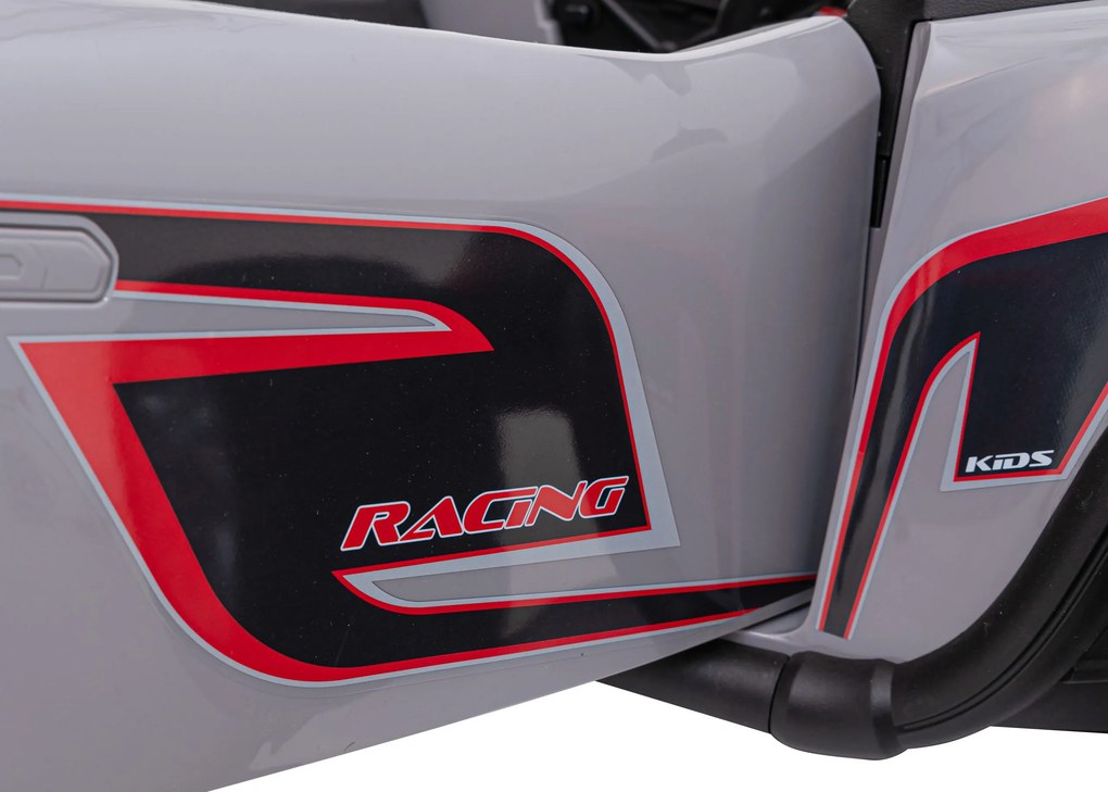 Ramiz Elektrická bugina Racing 5 pre deti +3 sivá + motory 2x200W + diaľkové ovládanie + pomalý štart