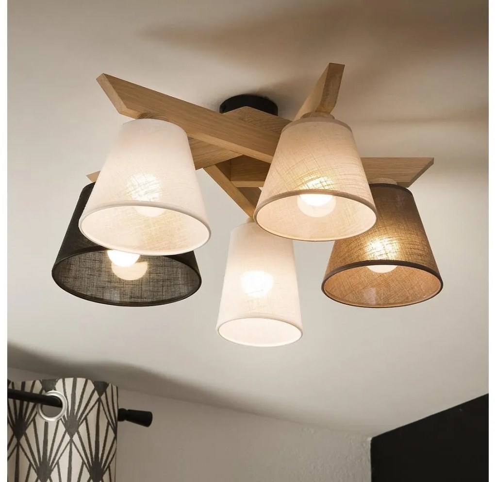 Brilagi - LED Prisadený luster ANTHONY 5xE14/40W/230V dub