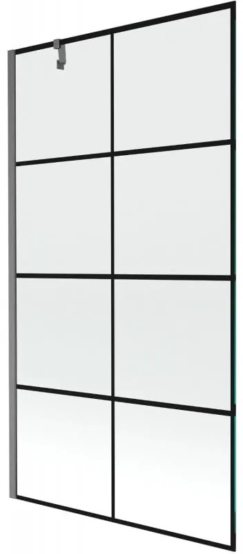 Mexen Next, 1-krídlová vaňová zástena 100 x 150 cm, 6mm číre sklo - čierny vzor, brúsený grafit, 895-100-000-00-77-66