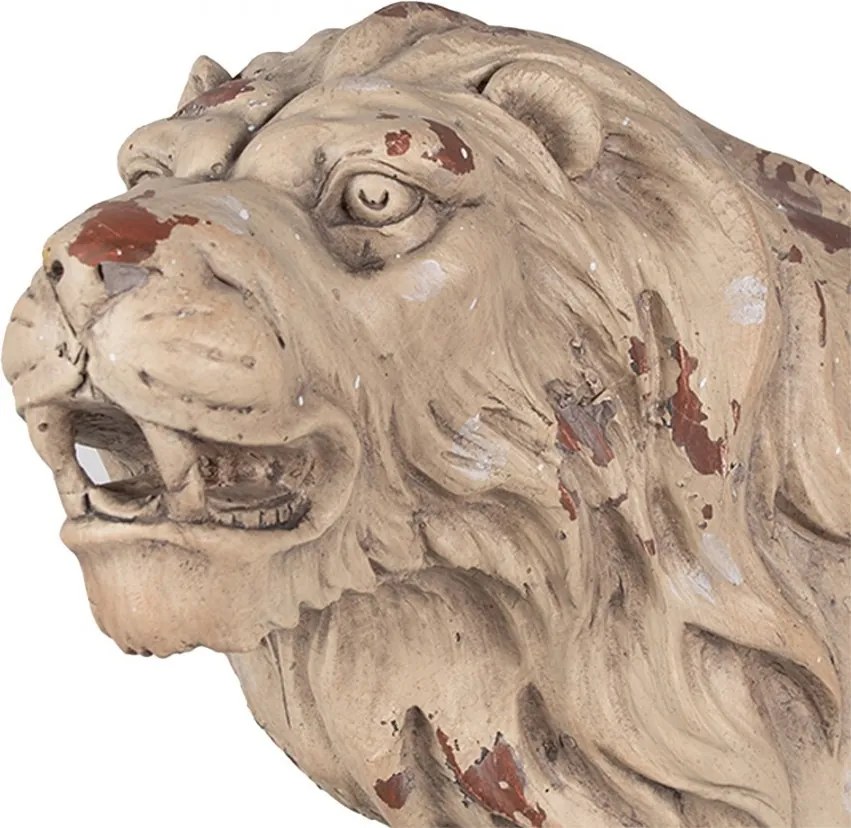Béžová antik dekoratívna socha lev Lion - 55*23*40 cm