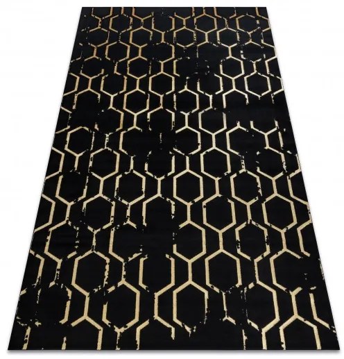 Dywany Łuszczów, Kusový koberec Gloss 407C 86 black/gold, 120x170, čierna, chodba / predsieň