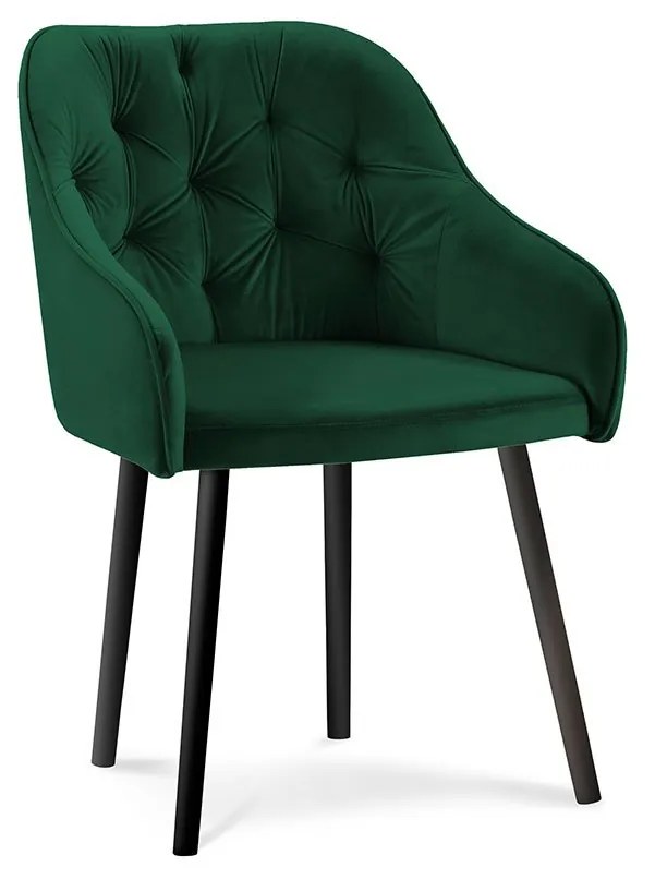 Zelená Zamatová stolička Luisa dĺžka 54 × šírka 50 × výška 80 cm MILO CASA
