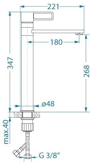 ALVEUS 1150752 - Drezová batéria MAYA 34,7 cm lesklý chróm