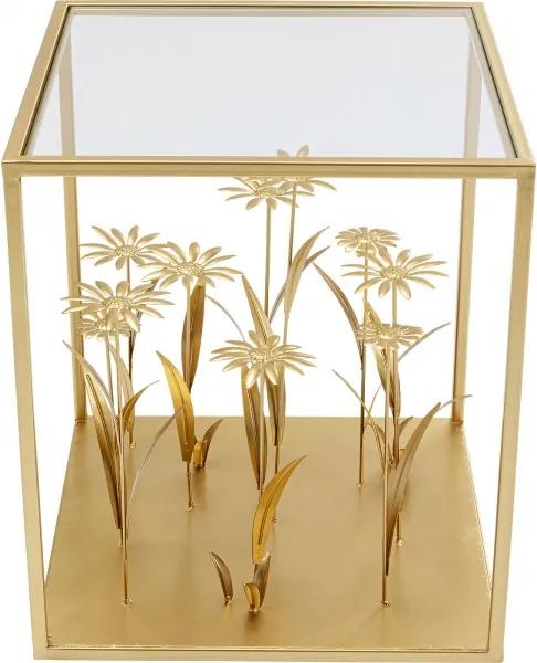 KARE DESIGN Odkladací stolík Flower Meadow zlatá, 40×40 cm 46 × 40 × 40 cm