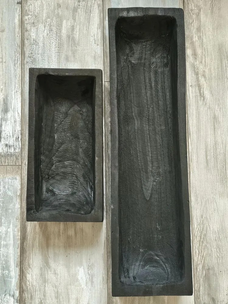 Čierna drevená debnička / podnos na dekorovanie Paulo XL - 60*16*9 cm