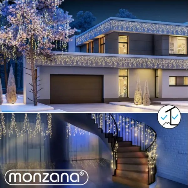 Vianočný LED svetelný dážď 10 m - teplá biela + ovládač