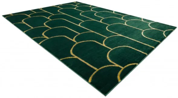Koberec EMERALD exkluzívny 1021 glamour, styl art deco fľaškovo zelený / zlatý