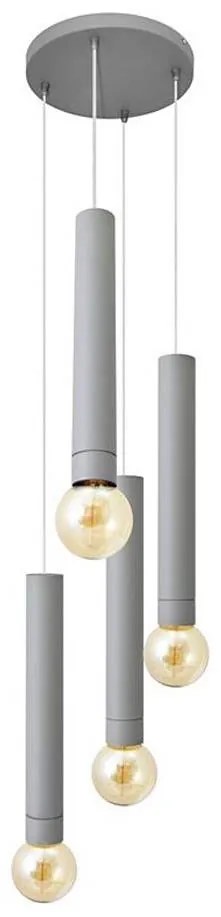 Luster na lanku TUBA 4xE27/15W/230V šedá