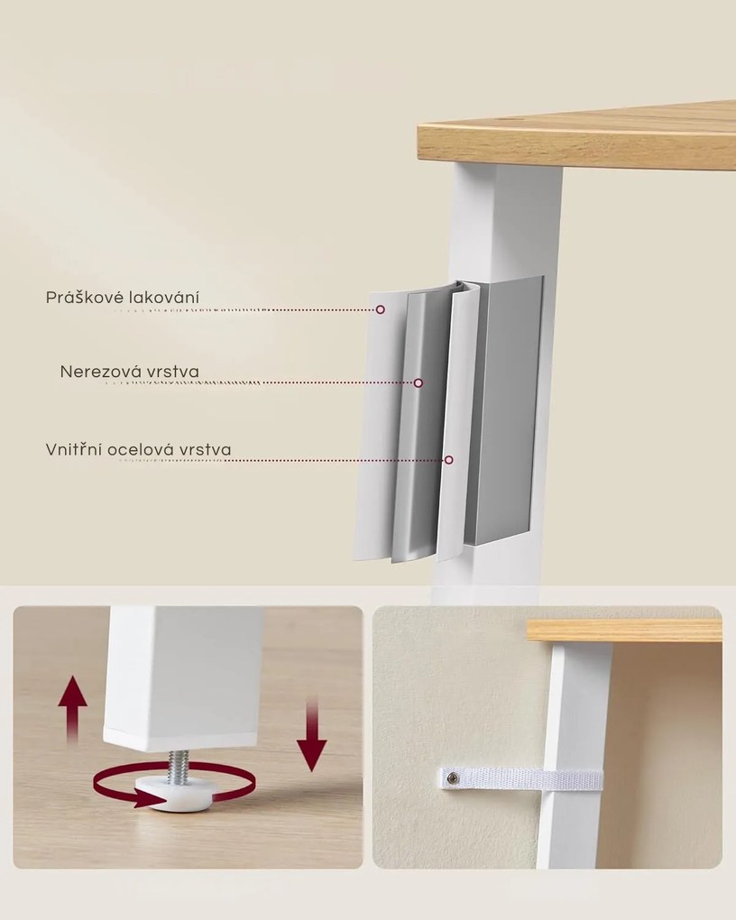 Rohový regál Vasagle Solen 159 cm bílý/dub přírodní