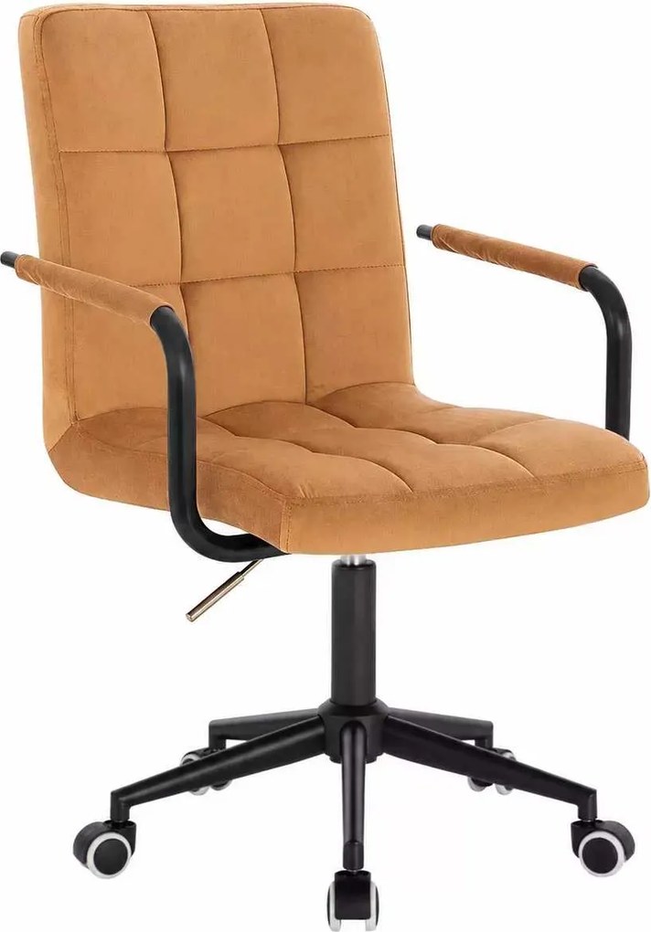 LuxuryForm DESIGN Otočná stolička VERONA BLACK VELUR na čiernej podstave s kolieskami - medová