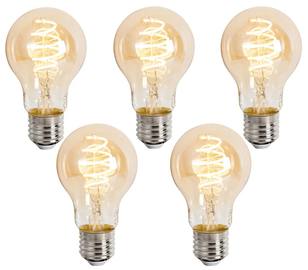 Sada 5 ks Inteligentné stmievateľné LED žiarovky E27 A60 Jantárová 4,9 W 320 lm 2500 K