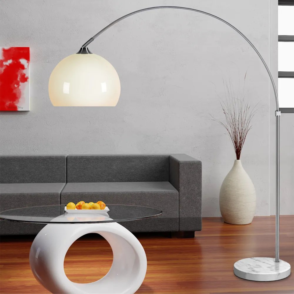 InternetovaZahrada Dizajnová oblúková stojanová lampa s mramorovou základňou - nastaviteľná 190 - 200 cm