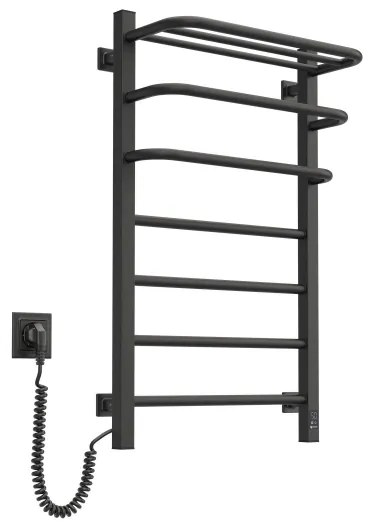 Kúpeľňový elektrický radiátor s termostatom FORTIS 350W/230V 80,6 cm IP44 čierny ľavý