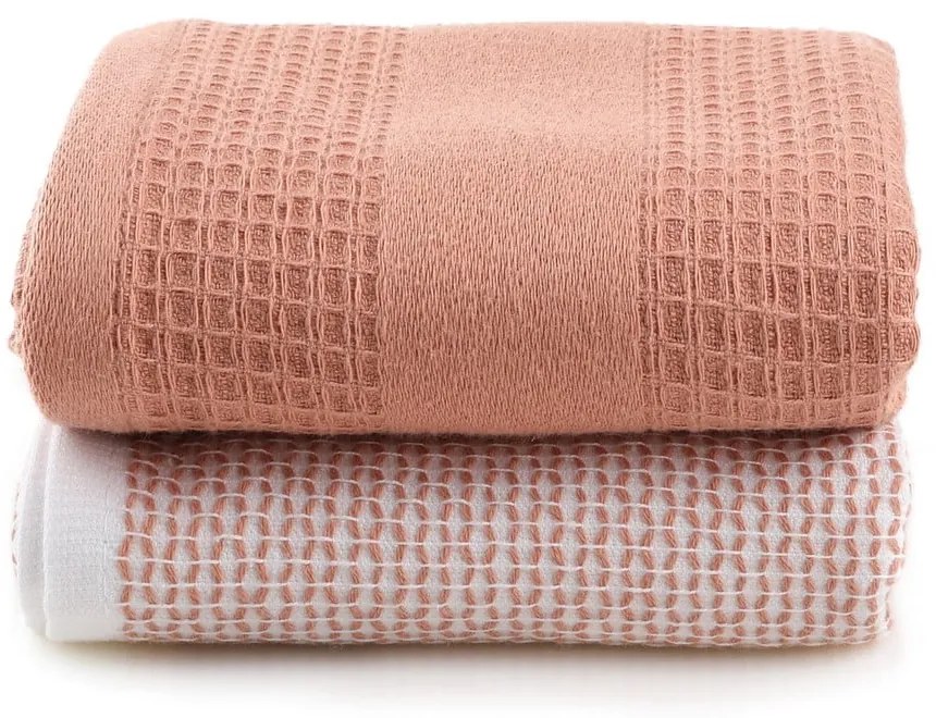 Vaflové uteráky v lososovej farbe v súprave 2 ks 40x60 cm Betty – Foutastic
