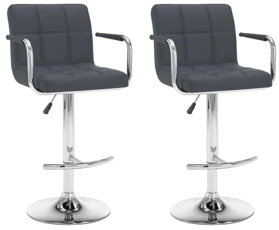 Barové stoličky 2 ks, sivé, umelá koža 323628