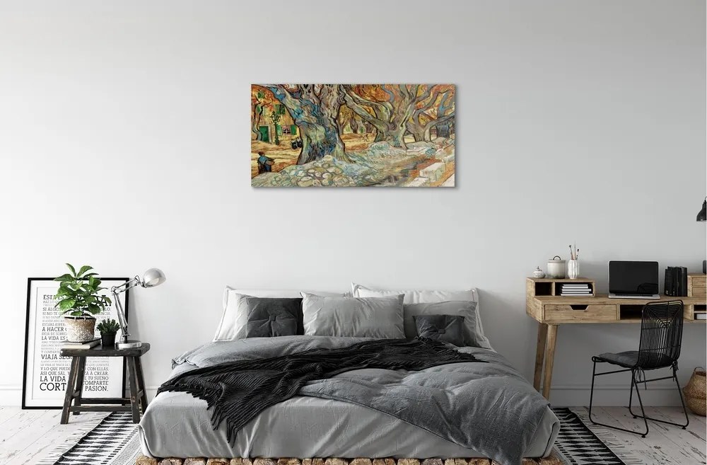 Obraz na skle Art abstraktné mestský trh 100x50 cm