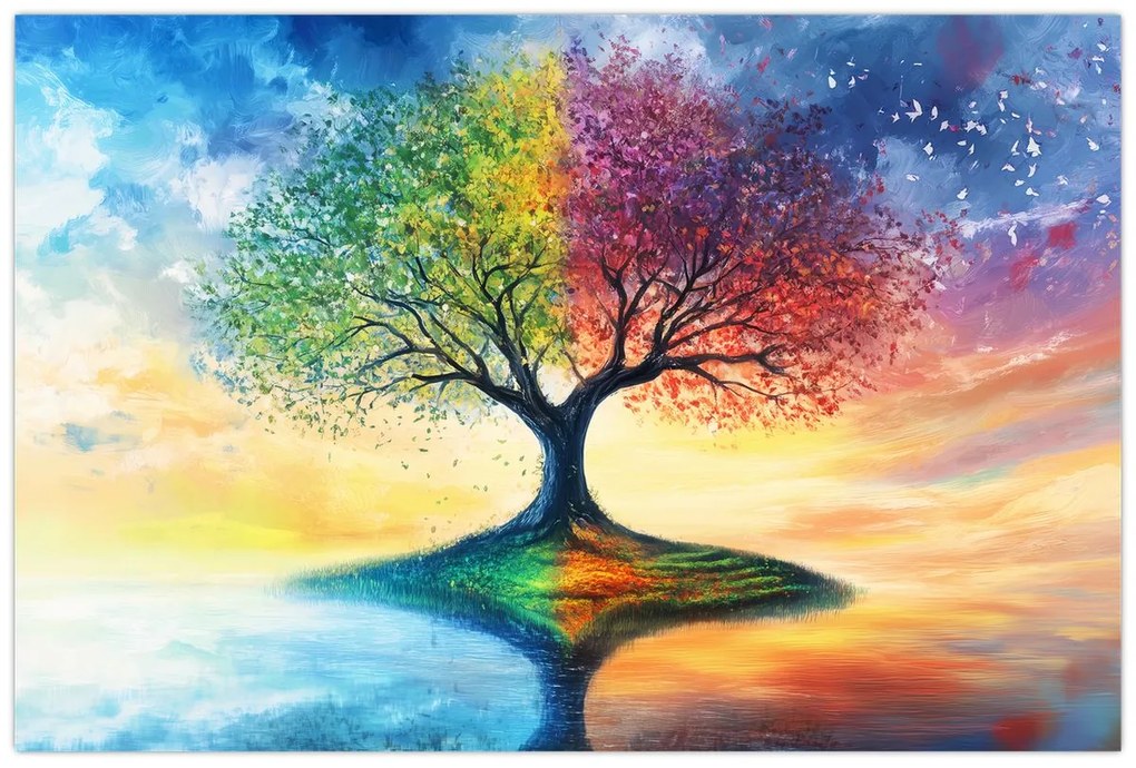 Obraz – Maľovaný strom ročných období (90x60 cm)