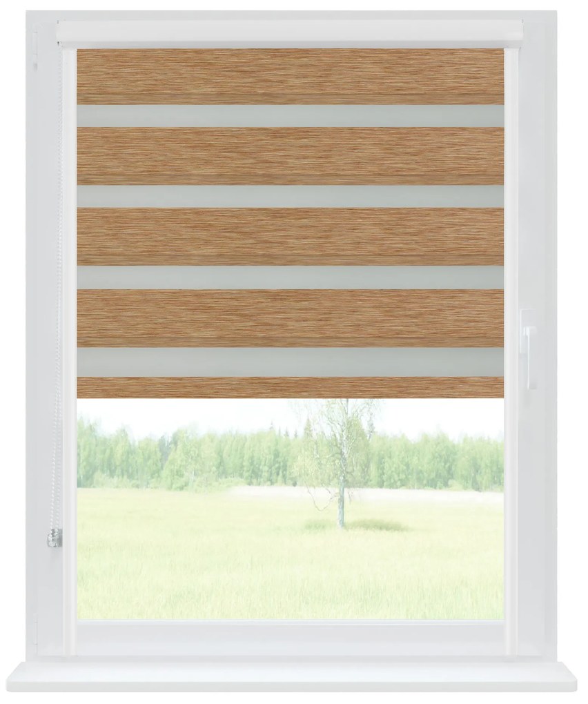 Dekodum Roleta deň a noc v bielej kazete zatemňovacia, farba látky Jantárová Šířka (cm): 55, Dĺžka (cm): 150, Strana mechanizmu: Práva