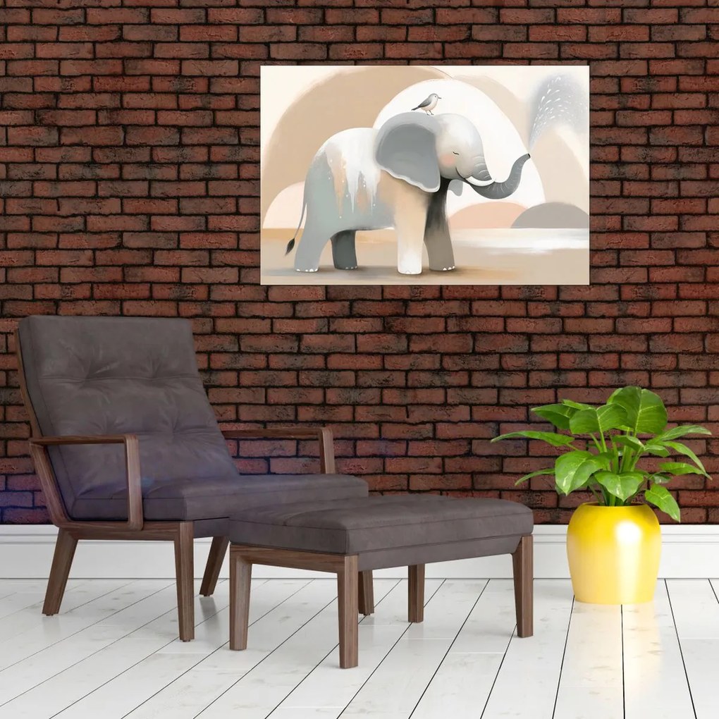 Obraz - Slon v pastelových farbách (90x60 cm)