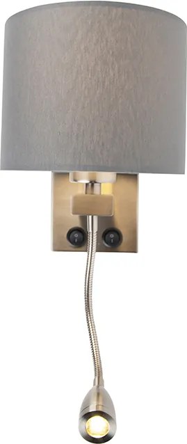 Inteligentná nástenná lampa oceľ s sivým tienidlom vrátane Wifi A60 - Brescia