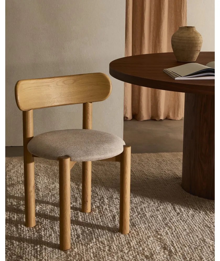 Jedálenská stolička z dubového dreva v krémovo-prírodnej farbe v súprave 2 ks Nebai – Kave Home