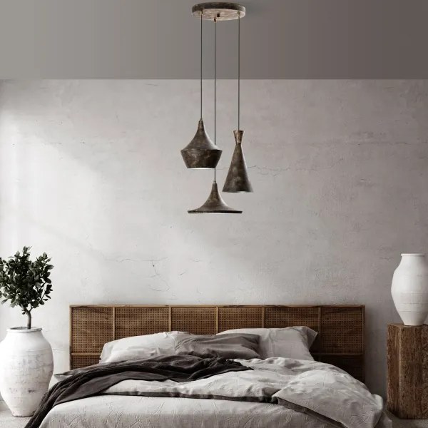 Luster na lanku TOM 3xE27/40W/230V šedá