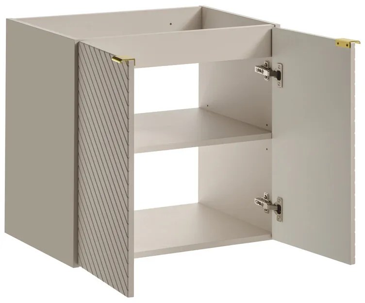 Závěsná skříňka Viva Cashmere s deskou 60 cm kašmírová/dub evoke
