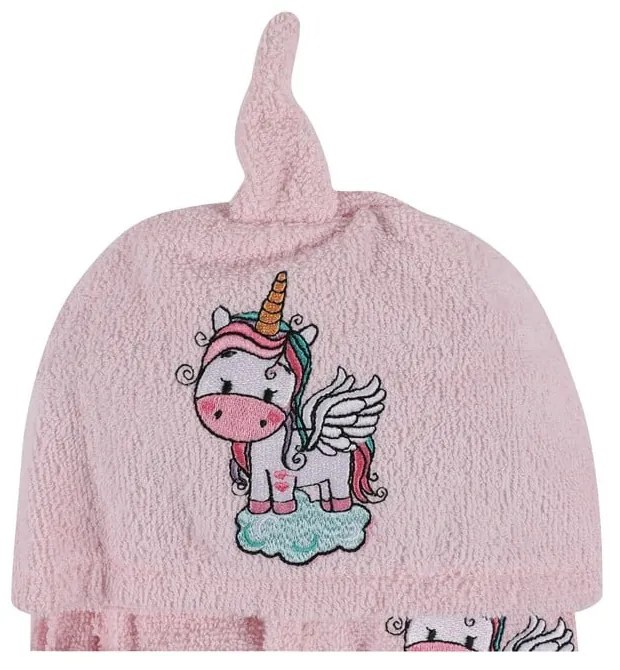 Ružový bavlnený detský župan a osuška v súprave 3 ks veľkosť 0-2 roky Unicorn – Foutastic