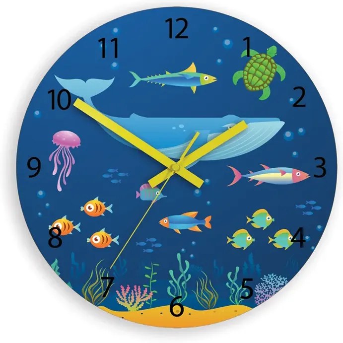 Detské nástenné hodiny Podmorský svet 30 cm viacfarebné