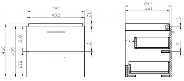 Cersanit S801-153-DSM - Závesná kúpeľňová skrinka s umývadlom LARA COMO orech