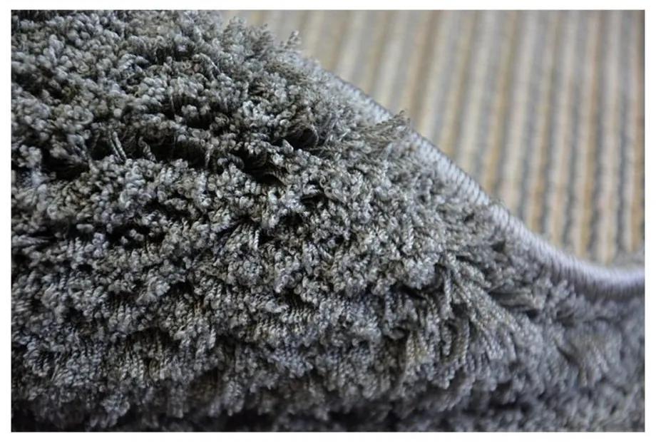 Luxusný kusový koberec Shaggy Azra šedý 2 kruh 100cm