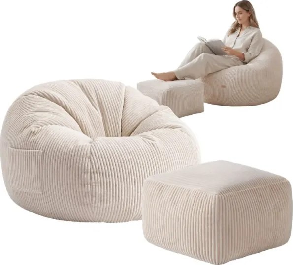 Sedací vak s podnožkou COMFY 3.0 béžový