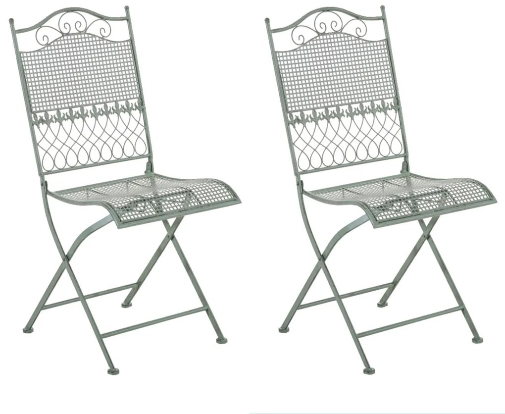 Kovová skladacia stolička Kiran (SET 2 ks) - Zelená antik