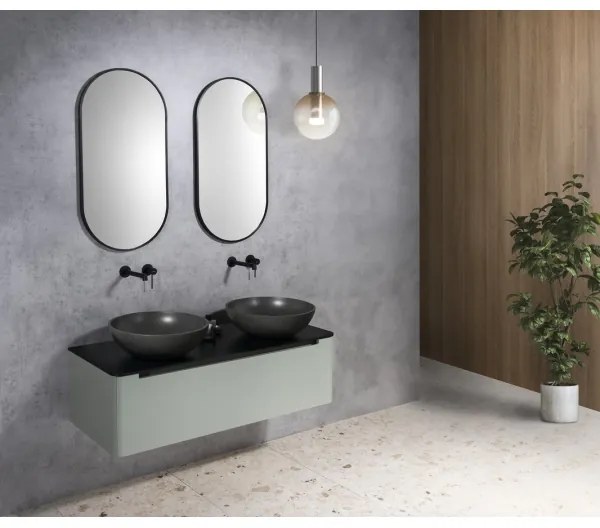 Sapho - Umývadlo na dosku TURF, priemer 44 cm, betón/čierny granit