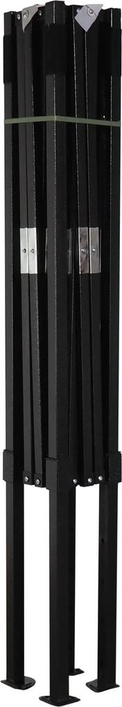 Rýchlorozkladací nožnicový stan 2x2m – oceľový, Čierna, 2 bočné plachty