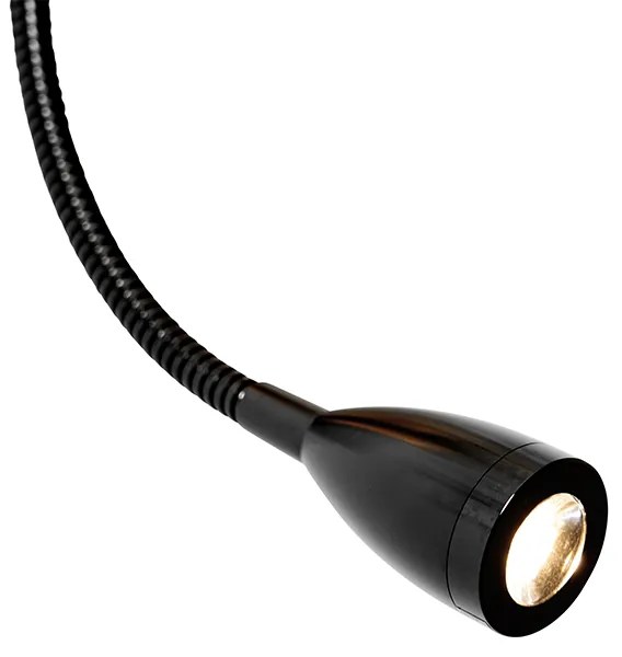 Nástenná lampa čierna s flexibilným ramenom a zlatým tienidlom 15 cm - Brescia