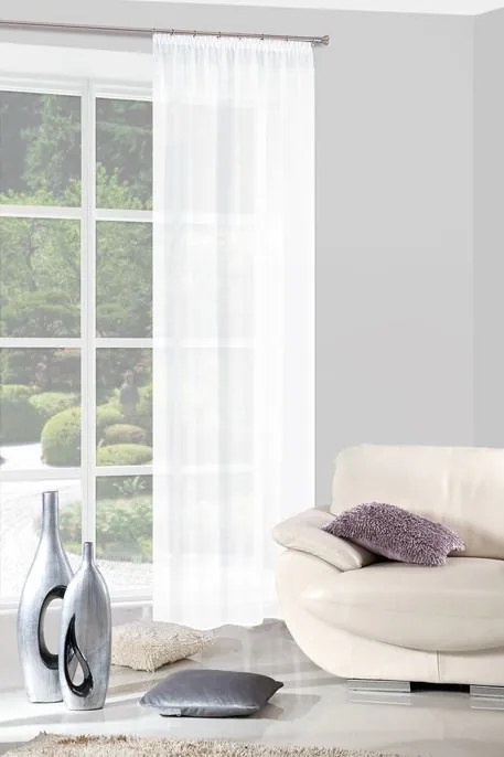 Eurofirany Biela záclona na páske REBECCA 140x250 cm