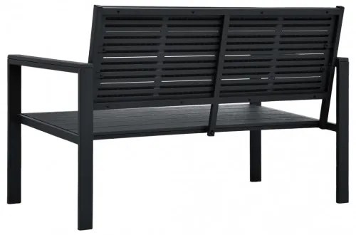vidaXL Záhradná lavička 120 cm, HDPE, čierna, drevený vzhľad-