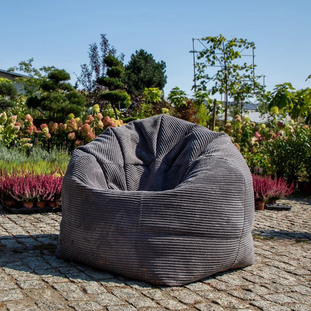 Manšestrový sedací vak Sofi 400 l – 115 cm – 5 farieb Farba: SZ90 - sivý