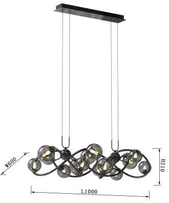 Wofi 7014-1405 - LED Luster na lanku NANCY 14xG9/3,5W/230V čierna/chróm