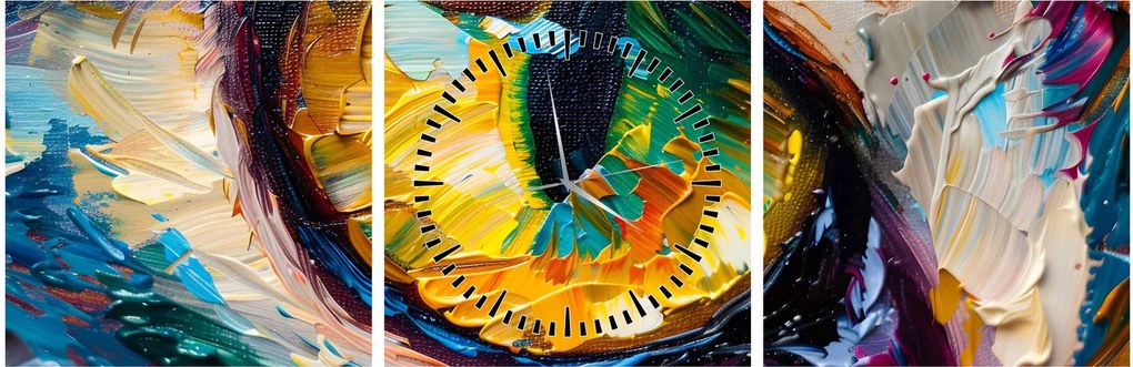 Obraz - Maľba mačacieho oka (s hodinami) (90x30 cm)