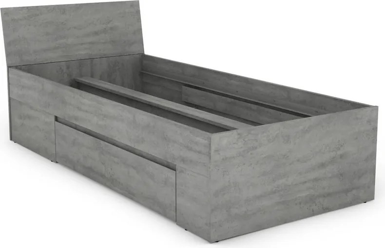 Posteľ so zásuvkami Carlos 90x200, šedý betón